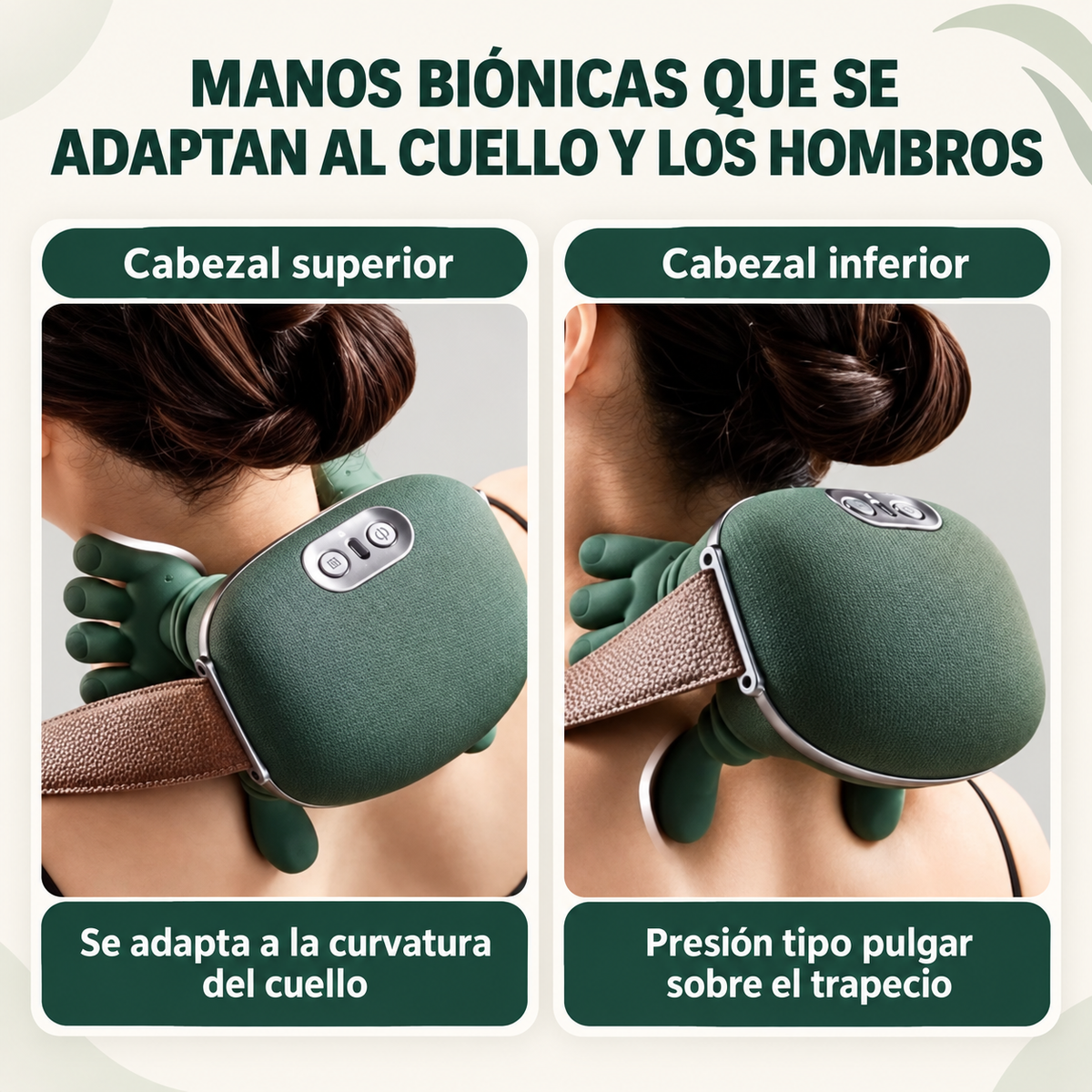 Manos biónicas del masajeador adaptadas al cuello y los hombros